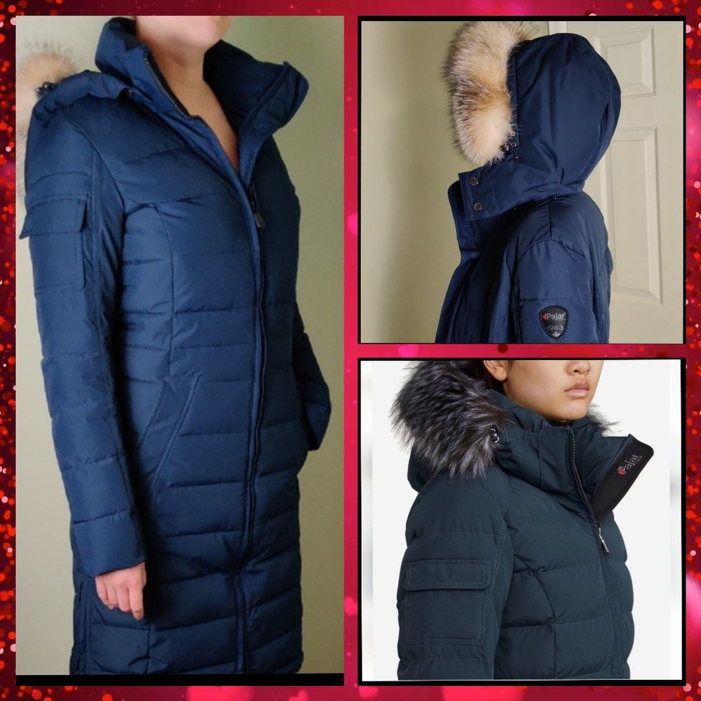 Pajar Venice Long Puffer With Fur Trim Size S